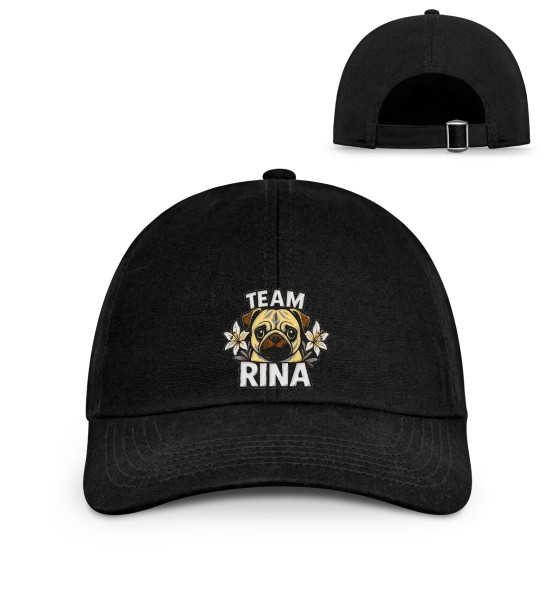 Team Rina - white Logo - Organic Baseball Kappe mit Stick