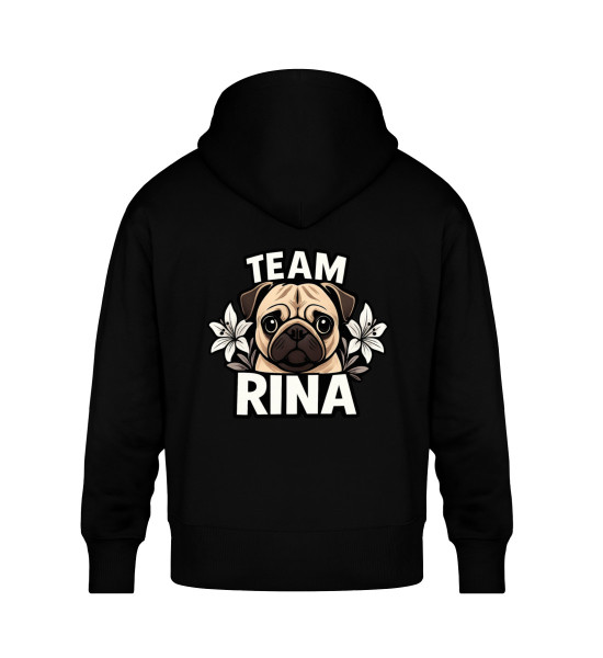 Team Rina - white Logo - Unisex Oversized Organic Hoodie