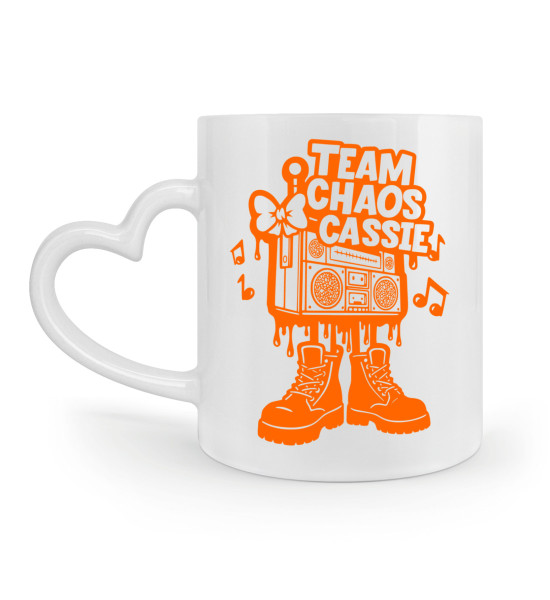 Logo Team Choas Cassie orange - Herzhenkel Tasse