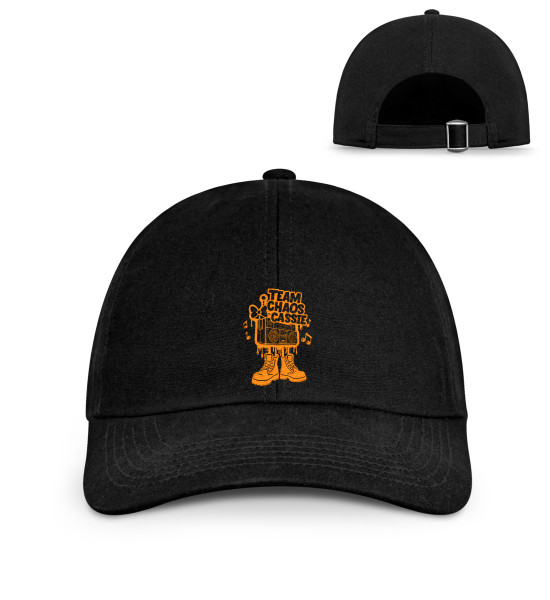 Logo Team Choas Cassie orange - Organic Baseball Kappe mit Stick